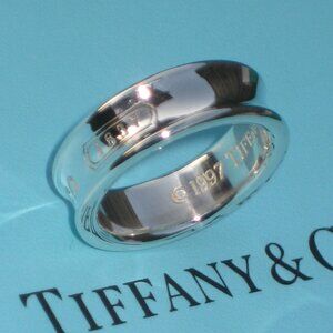 Tiffany & Co. Sterling Silver Size 6 Wide Concave Band 1837 Ring